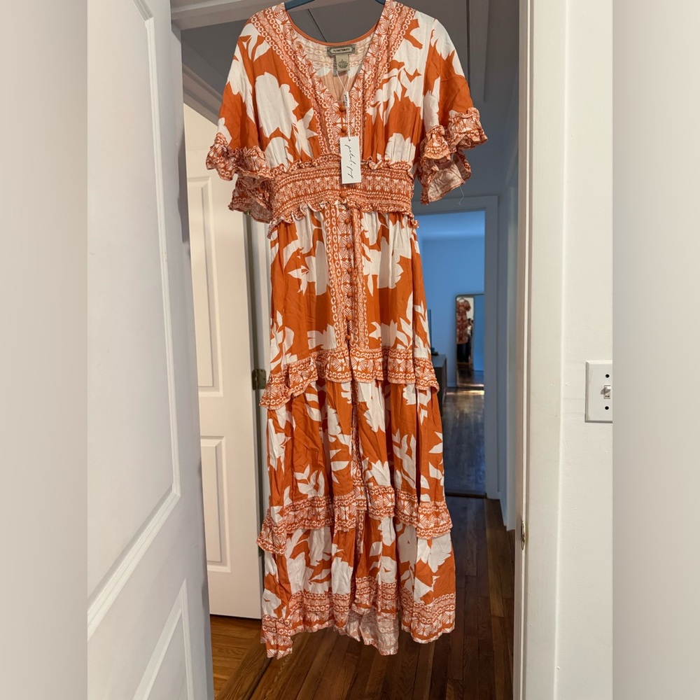 Flying Tiger Petal & Pup Orange Silvio Maxi Dress